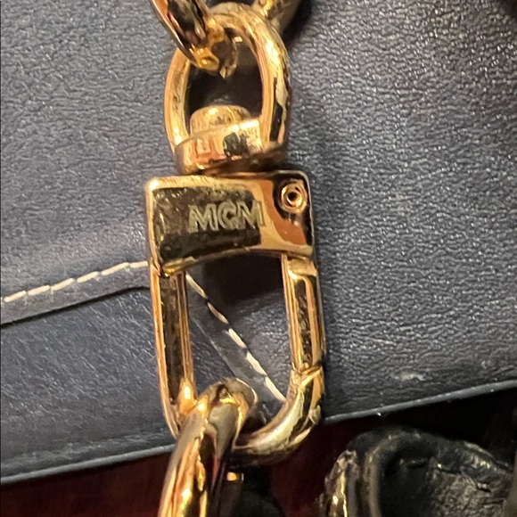 MCM Black Embossed shoulder  Bag with Gold Chain GUC - Picture 14 of 16